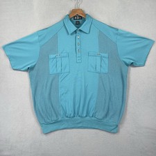 Vintage Alan Stuart Polo Shirt Blue Short Sleeve XL Pockets Classic 90s Retro