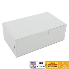 250 Pack White Bakery Box Tuck Top Lock Corner Sturdy Moisture Resistant White