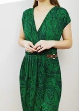 MICHAEL KORS Green Paisley Faux Wrap Dress Size L