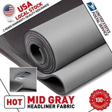 Mid Gray Flat Knit Headliner Fabric Foam Backed Car Roof Liner Repair 35"x60"