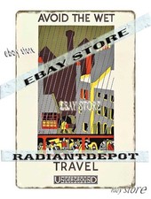 Tin Sign 1925 Avoid the Wet London travel retro plaque home decor