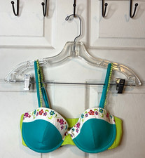 Xhilaration 36C Floral Green/Blue Balconette Underwire Bra