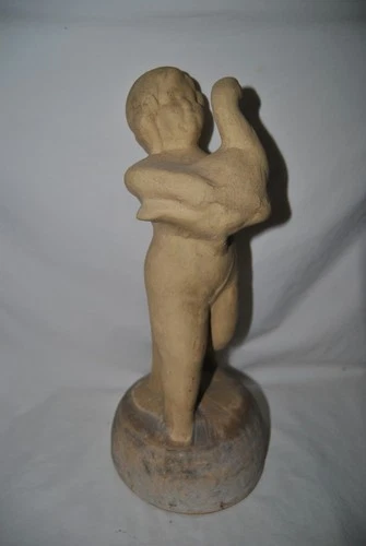 Brush Mccoy Or RRPCo Boy Holding Goose Birdbath Or Garden Ornament