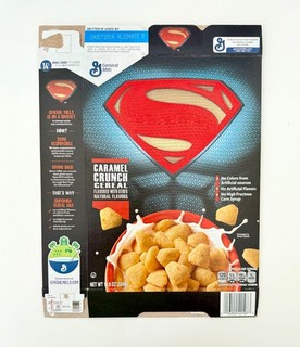 2015 General Mills Batman V Superman Movie Caramel Crunch Cereal Box Superhero