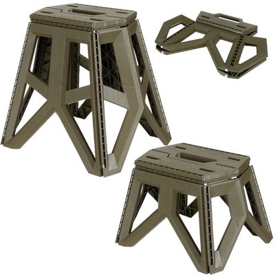 Folding Camping Stool Olive - 24cm or 40cm Height, Lightweight, Sturdy, Up to 100kg