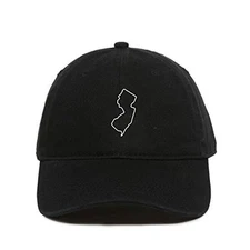 New Jersey Map Outline Dad Baseball Cap Embroidered Cotton Adjustable Dad Hat