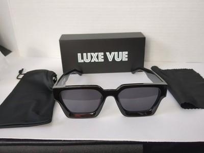 Luxe Vue Sunglasses Block Square Frames Lenses Modern Fasion Style Black 