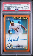 Rickey Henderson 2024 Topps Chrome #CLA-RH Auto 08/25 PSA 10 Orange
