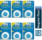 12 x Oral B Floss Essential Regular Floss | Dental Unwaxed Floss