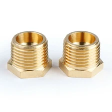 U.S. Solid Brass Fitting Hex Bushing NPT 1/2" Male x 1/8" Female, 2pcs