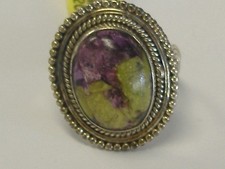 DESIGNER'S STERLING SILVER RING WITH NATURAL STONE SIZE 7