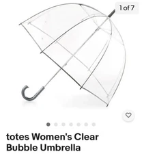 Totes Signature Ultra Clear Bubble Dome Umbrella NEW with TAGS!