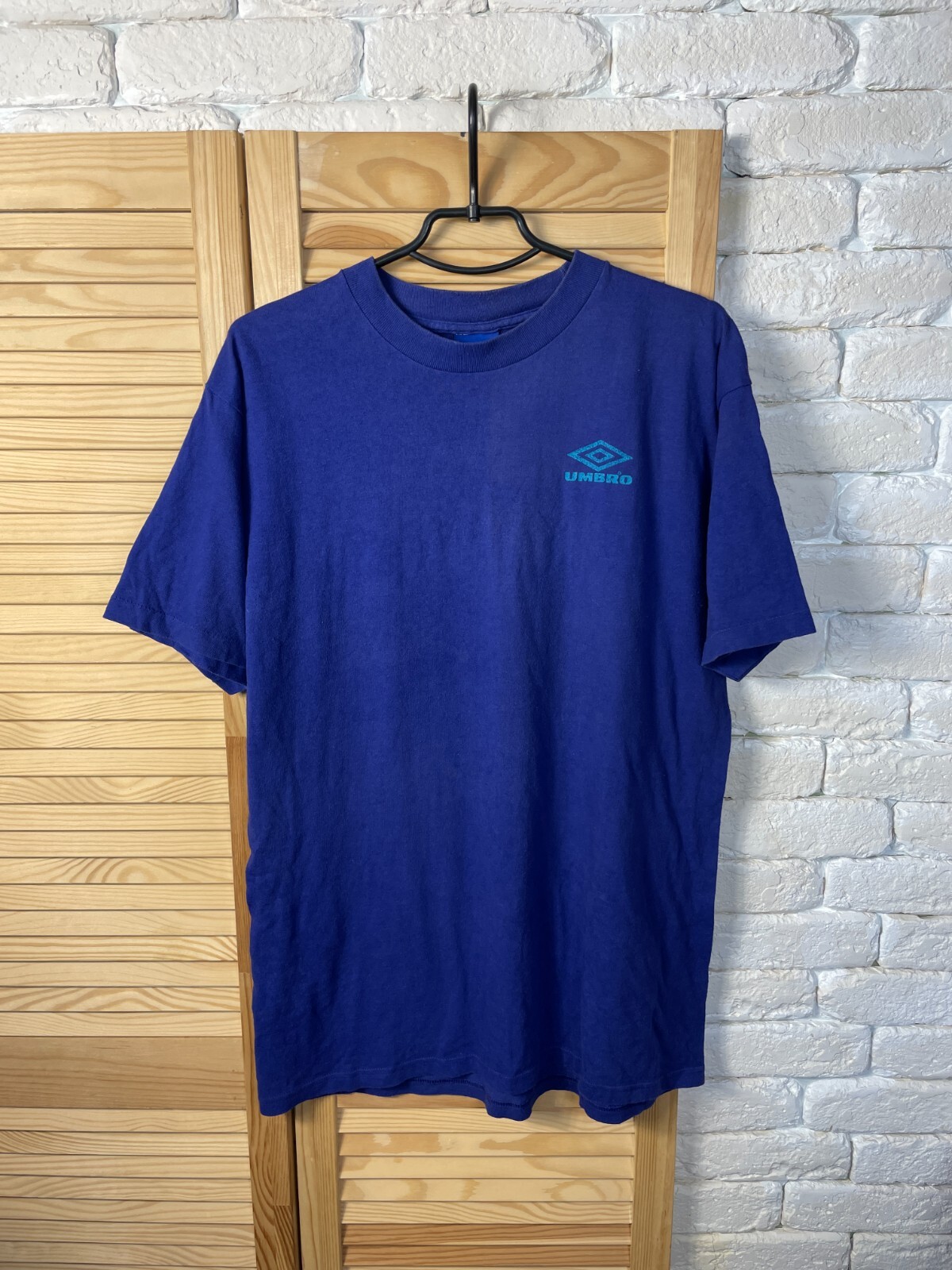 UMBRO VINTAGE JERSEY 90s USA BLUE BIG LOGO SHIRT COTTON MENS sz L