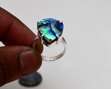 Ring Size All Abalone Shell Gemstone Handmade 925 Sterling Silver Jewelry'