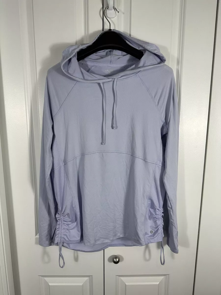 Layer 8 Hoodie Women s Sz S Sheer Pullover Drawstring Athletic Light Purple