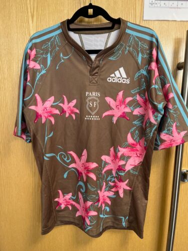 Stade Francais Rugby Shirt Mens Medium Brown Adidas 2007/08 Away France Union - Picture 1 of 2