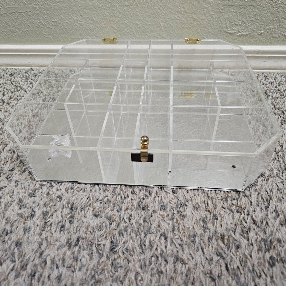 Vintage 1960s Lucite Acrylic Curio Display Case Octagonal