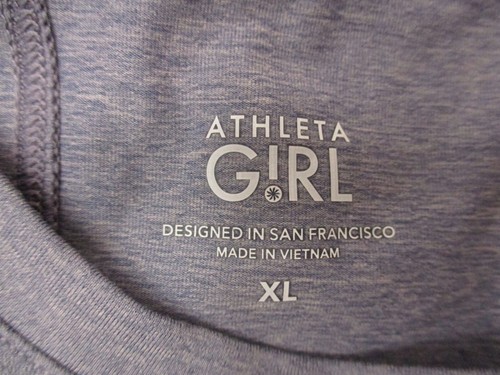 ATHLETA Size XL Girls Gray Crew Neck Short Sleeve Stretch Athletic T-Shirt 245 - Picture 7 of 9