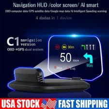 C1 Head Up Display OBD2 Mirror Navigation HUD GPS Speedometer Fuel Consumption