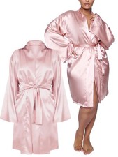 BNWT size 16 Pretty Little Thing 2nds rose gold pink satin robe Kimono gown+tie