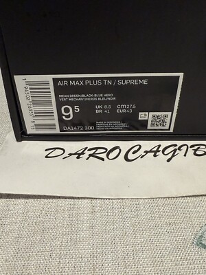 SUPREME x NIKE AIR MAX PLUS TN US 9.5 100% AUTHENTIC | eBay