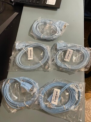 5 Cisco Blue Cat 5e DB9F to RJ45 Router Console Cable 72-3383-01 ( NEW )