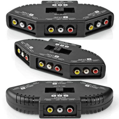NEDIS Cinch Umschalter 3 fach Audio Video Schalter Verteiler Switch 3 Wege Chinch RCA
