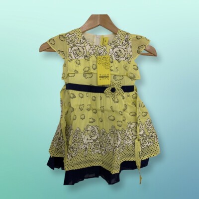 Toddler Girl Beautiful full yellow color brand new cotton summer floral dress  