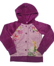 Disney Fairies Tinker Bell Girl Winter Thick Fleece Hooded Jacket Hoodie Sz 6 6X