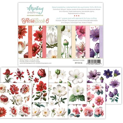 Mintay Floral 6 Book 6'' x 8'' Precise Fussy Cutting Elements Paper Pad Scrapbook
