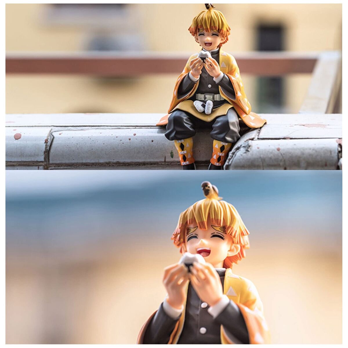 Demon Slayer Anime Action Figure Agatsuma Zenitsu Eat Rice Balls 5.1 Inch