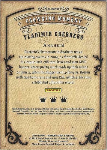 2019 Diamond Kings VLADIMIR GUERRERO 2004 DK Retro Crowning Moment Plum Framed - Picture 2 of 2