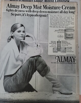 1969 ALMAY Cosmetics Make-up Mist Moisture Cream Beauty vintage ad