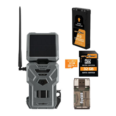 Spypoint Flex S Dark Solar Cellular Trail Camera with Solar Panel and Dual SIM
