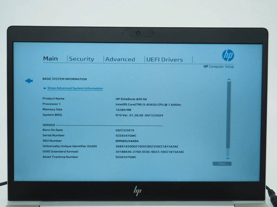 HP ELITEBOOK 840 G6 14" Intel Core i5-8365U 1.60GHz 16GB RAM 256GB NVMe - Image 3 of 4