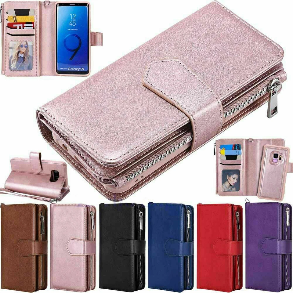 Funda tipo billetera de cuero con cremallera extraíble para Samsung S20 S10 S8 S9 Plus Note 10 9 8 Foto 2 de 4