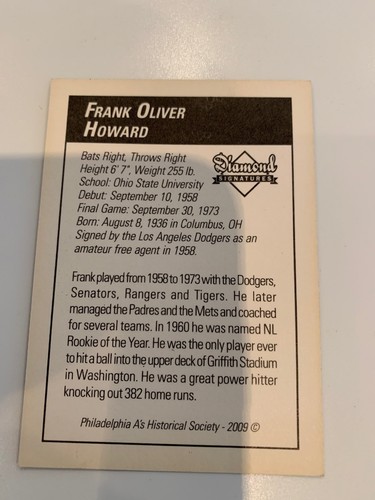 “Big” Frank Howard autographed Baseball Card & Statue Picture. Not Authenticated - Picture 6 of 7