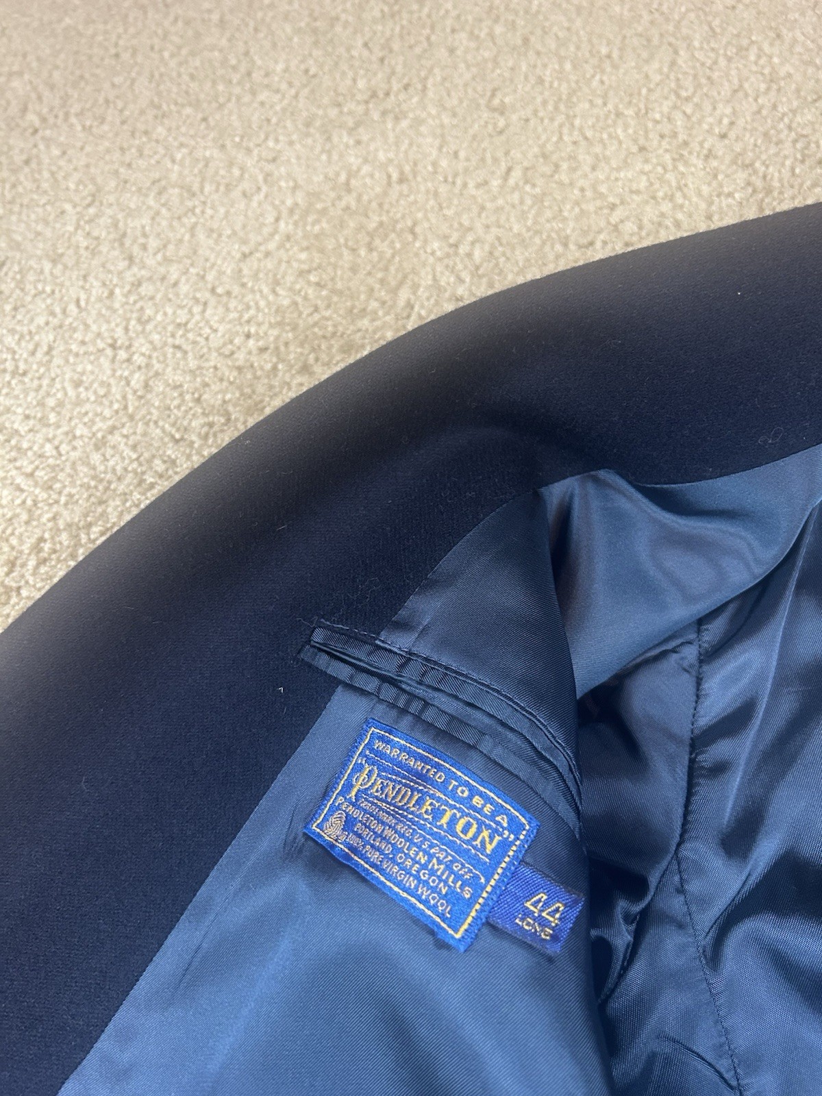 VINTAGE PENDLETON 100% WOOL NAVY BLUE PATCH POCKE… - image 8