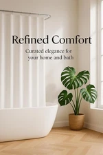 Refined Comfort PEVA Shower Curtain Liner 72x72in Waterproof w/ 3 Magnets