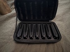 Hohner Piedmont Blues Harmonica Set Of 7 w/ Case A, Bb, C, D, E, F, G F4
