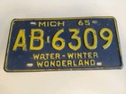 Vintage 1965 Michigan License Plate AB-6309 Man Cave Decor Collector — photo 1