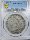 1884 S $1 MORGAN SILVER DOLLAR COIN PCGS XF 40 HARD DATE