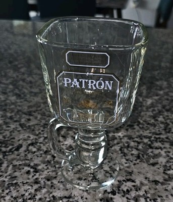  Patron Tequila XO Cafe Coffee Liqueur Footed Square Mug Cup Heavy  Glass