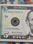 2017A Lincoln $5 Banknote Unique Serial Number PD 00213000 A — photo 1