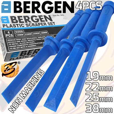 BERGEN US.PRO Plastic Scraper Set Non Marking 4pcs Car Body Scrapes Removal Tool Chisel