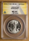 1945 D Walking Liberty Half Dollar ANACS MS 60 Details