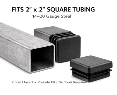 2'' x 2'' Square Tubing Plugs Ribbed LDPE End Caps Tube Inserts Rack Shop 12 Pack