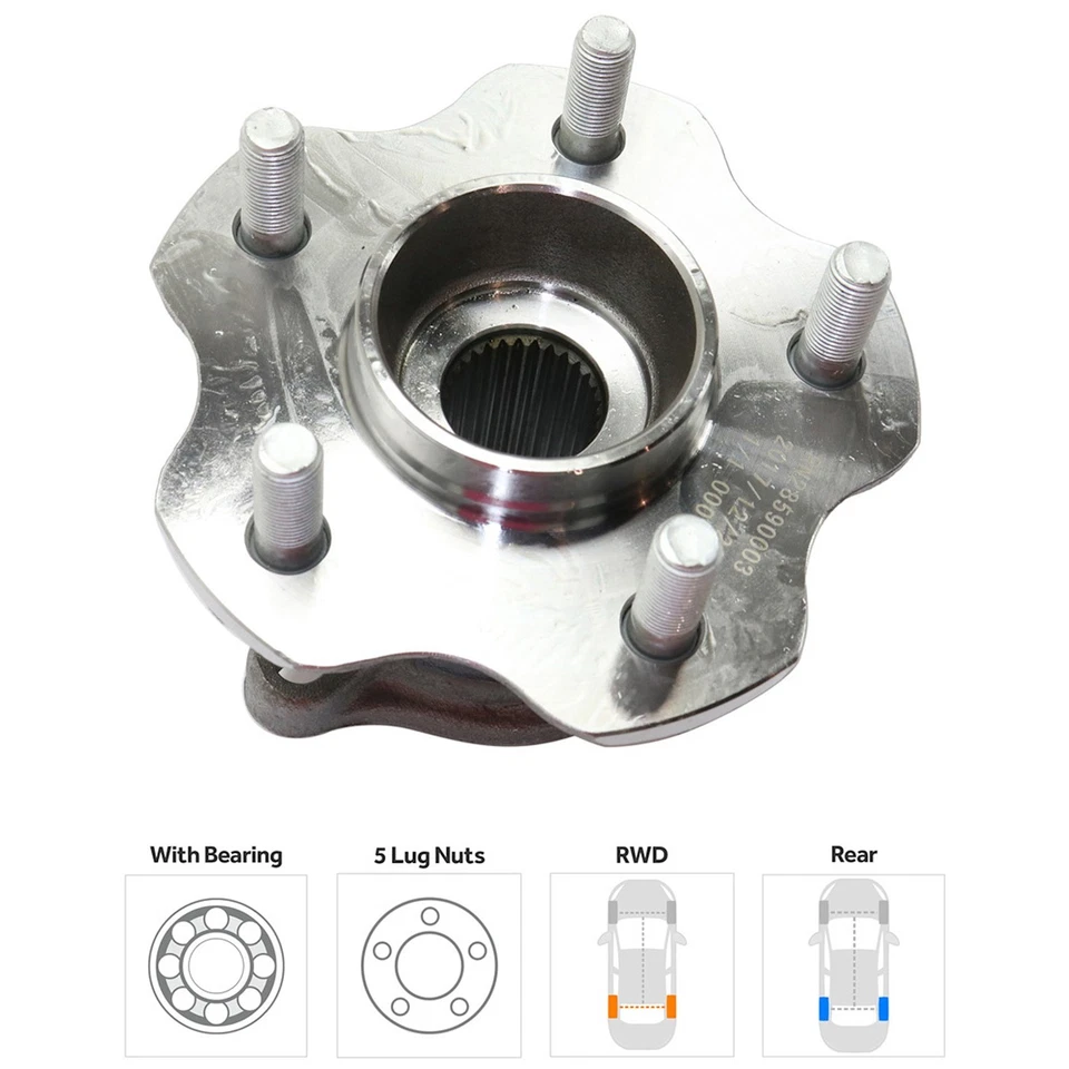 Buje de rueda trasera para Infiniti G35 2003-07 03-09 Nissan 350Z cupé tracción trasera con cojinete Foto 3 de 4