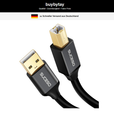 USB 2.0 Druckerkabel Typ A auf B, 24K vergoldet, kompatibel mit Canon, HP