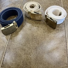 Lot If 3 Vintage Military Style Web Belts Brass Buckles Made In USA 37-39